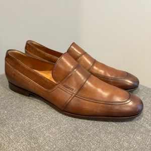 Gucci Tan Leather Slip-On Loafers